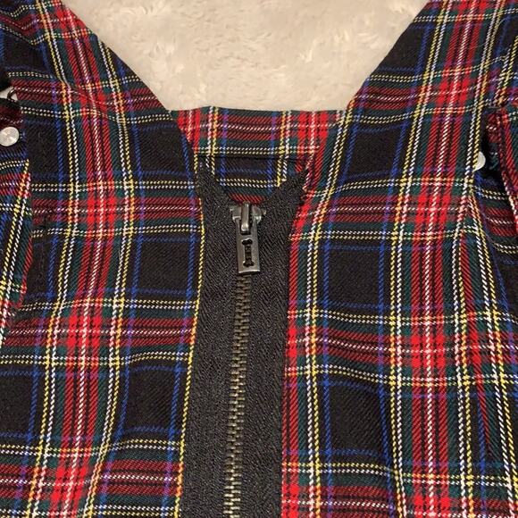 Royal Bones by Daang Goodman red plaid skater jumper overall dress, Large - Picture 7 of 7